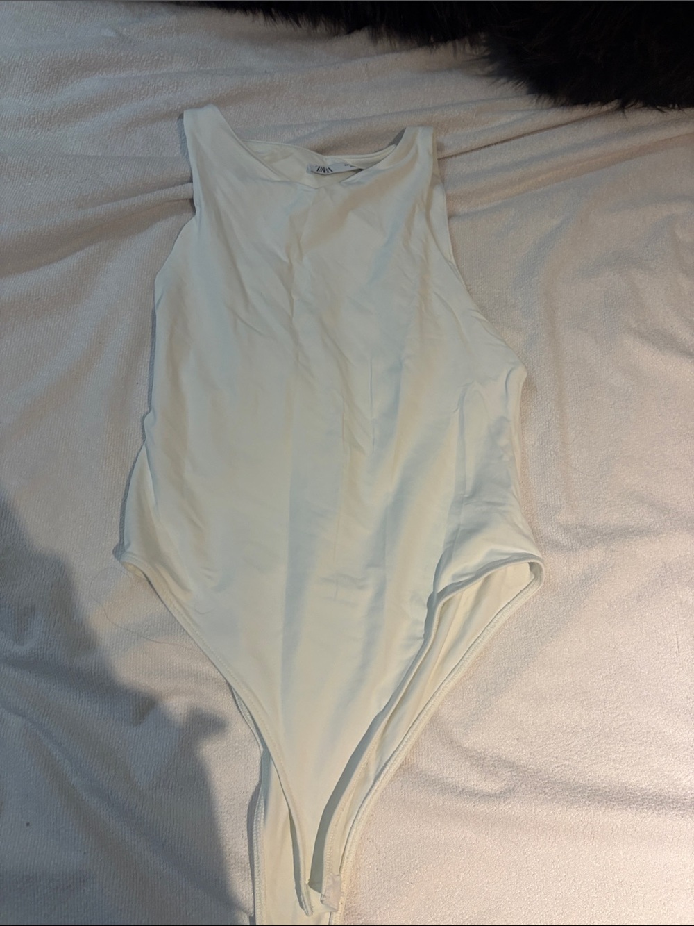 Zara Cream High-Neck Sleeveless Bodysuit